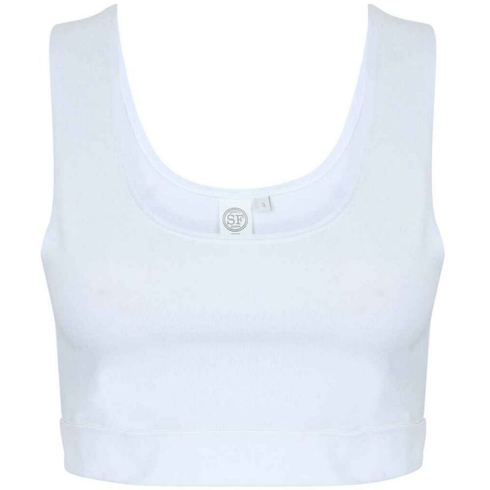 SF Womens/Ladies Fashion Crop Top / White/White